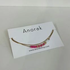 Anorak Ankle Bracelet Gold With Pink Beads