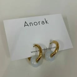 Anorak Chunky Gold Plated Brass Hoops With Iridescent Beads