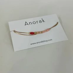 Anorak Ankle Bracelet Gold With Red Beads