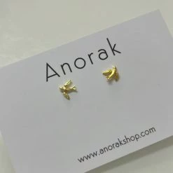 Anorak Gold Plated Sterling Silver Swallow Studs Earrings