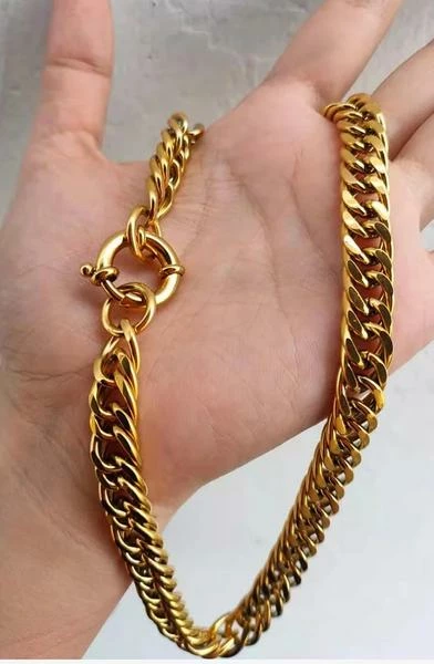 Anorak Gold Plated Double Cuban 10 Mm Link Chain Necklace 1 Anorak Gold Plated Double Cuban 10 Mm Link Chain Necklace