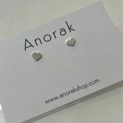Anorak Sterling Silver Heart Studs Earrings
