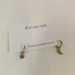 Anorak 18k Gold Plated Huggy Hoop Earrings Moon And Star