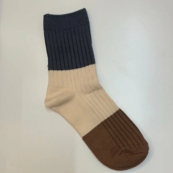 Anorak Cashmere Blend Two Tone Socks Brown Navy 1 Anorak Cashmere Blend Two Tone Socks Brown Navy