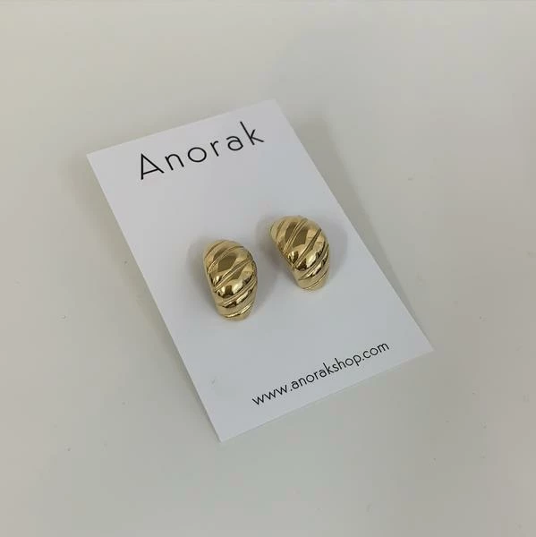 Anorak 18K Gold Plated Brass Chunky Hoop Earrings 1 Anorak 18K Gold Plated Brass Chunky Hoop Earrings