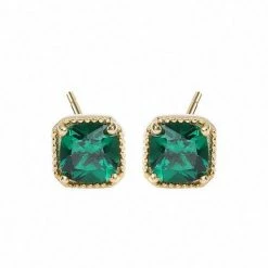 Anorak 18 K Gold Plated Emerald Zircon Earrings