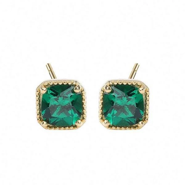 Anorak 18 K Gold Plated Emerald Zircon Earrings 1 Anorak 18 K Gold Plated Emerald Zircon Earrings